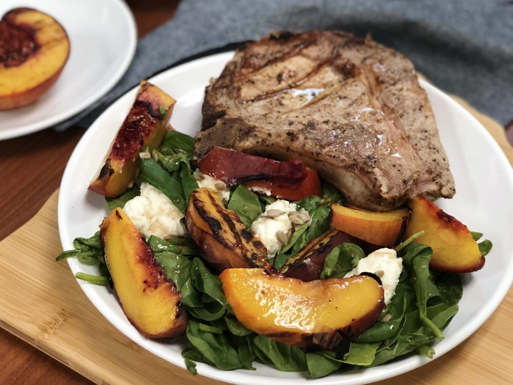Pork Chops & Grilled Peaches