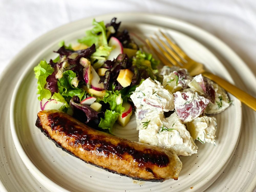 Apple Chicken Brats & Dill Potato Salad