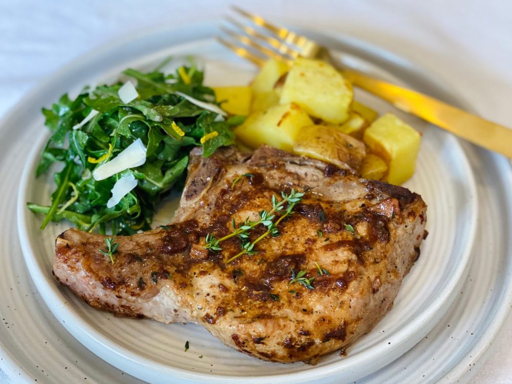 Skillet Chops with Smoked Sea Salt Salad