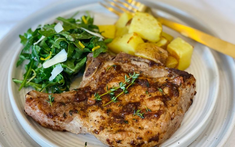 Skillet Chops with Smoked Sea Salt Salad