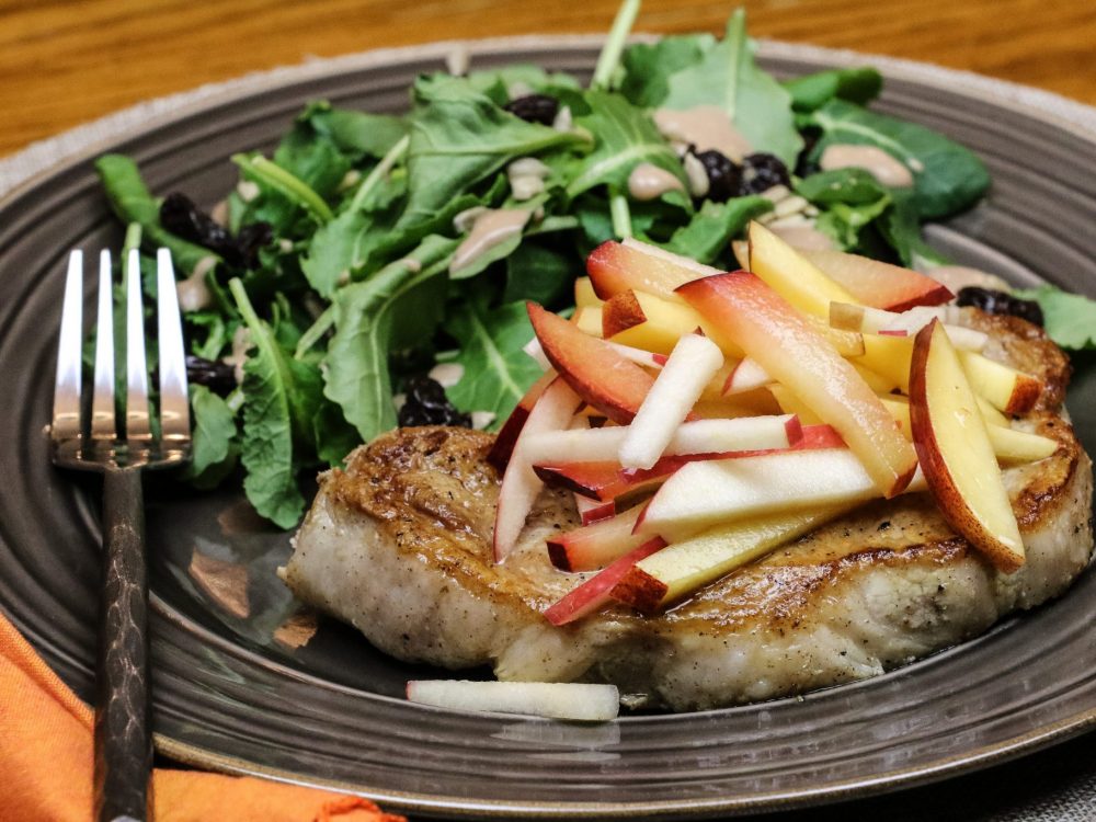 Grilled Chops & Stone Fruit Slaw