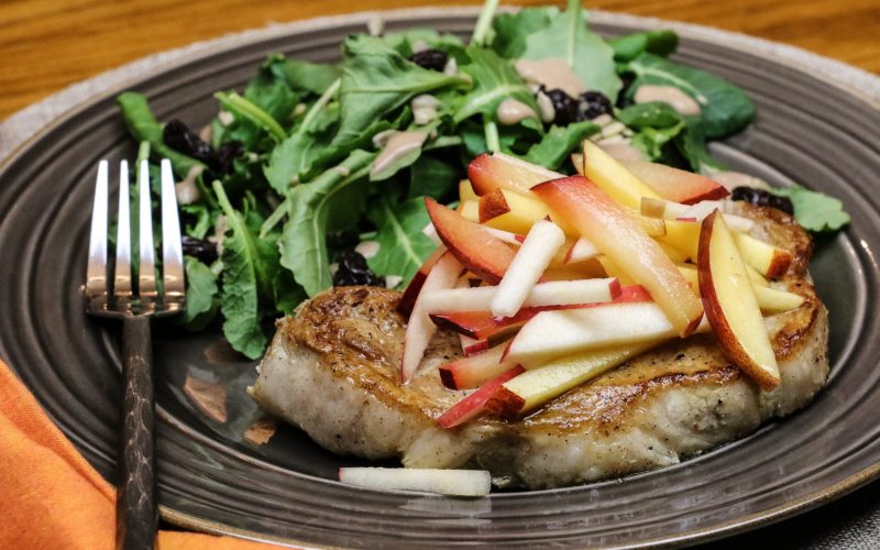 Grilled Chops & Stone Fruit Slaw