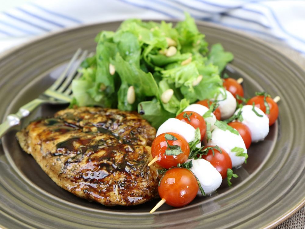 Balsamic Chicken & Caprese Skewers