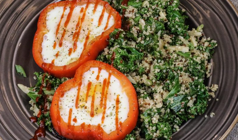 Sesame Quinoa Salad & Pepper Eggs